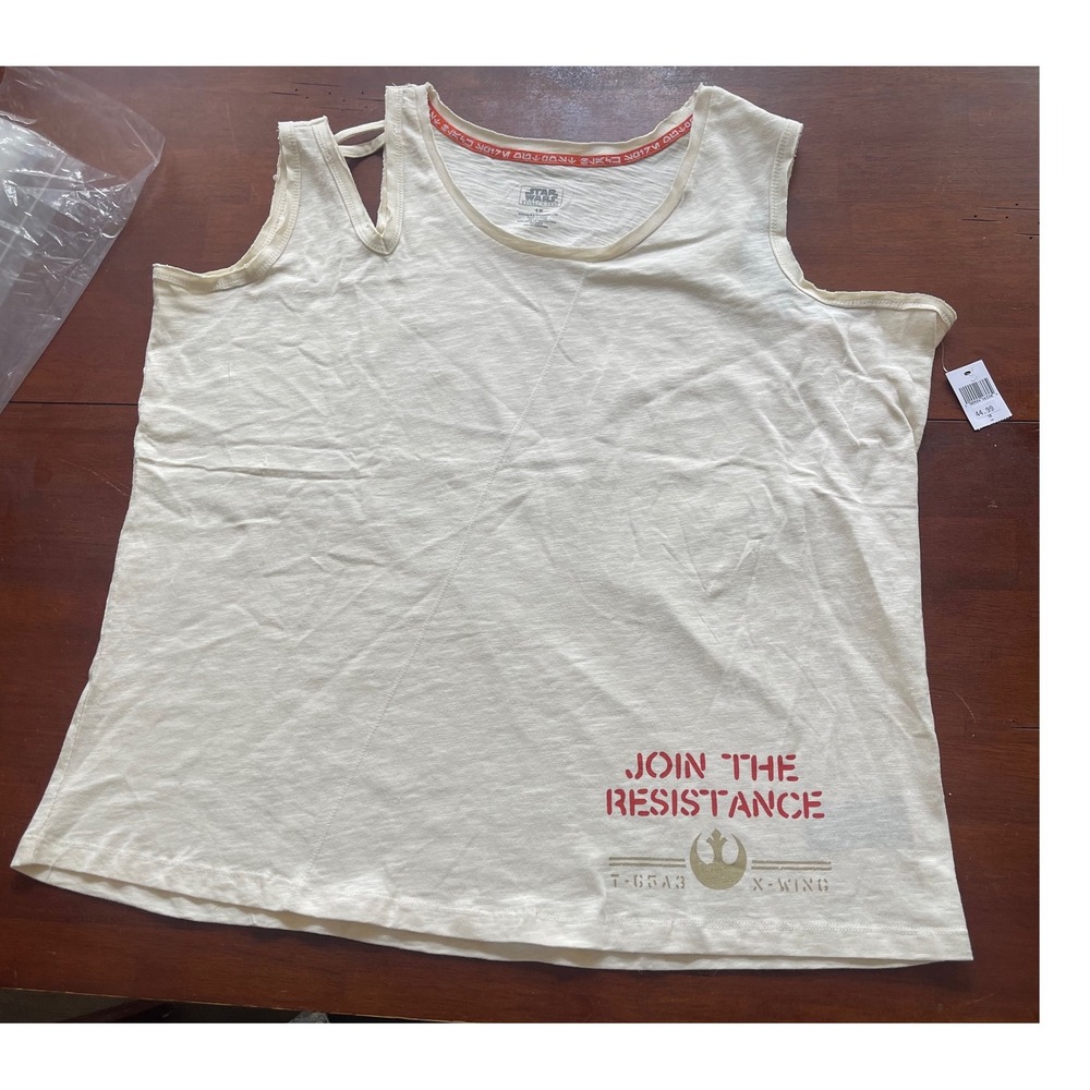 Star Wars Disney World Galaxy's Edge Tank 3X Cream Cut Out Shoulder NWT